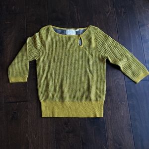 Anthropologie Edie gold/green merino wool sweater
